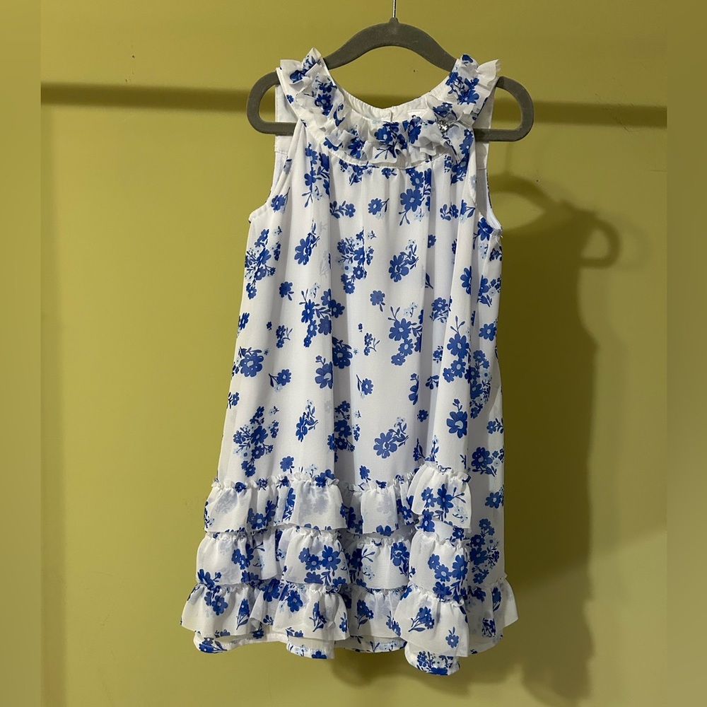 Blueberi Boulevard Blue Floral Kids Dress